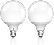 BrightArk E27 15W G95 LED Edison Globe Light Bulbs, G95 Opal LED Filament Bulbs 15W Equivalent to 100W, Screw Bulbs Cool White 6000K for Home Bathroom Office Vanity Mirror, Not Dimmable, 2 Pieces