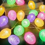 TURNMEON Velvet Easter String Lights Decorations, 20 LEDs 10 Ft 3D Egg Lights Garland with Timer Battery Operated Colorful Fairy Lights, Easter Decorations Indoor Home Tree Hunt Decor
