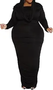 [Generic] Women's Elegant Plus Size Dress Elegant Pencil Frocks Long Sleeve Off Shoulder Party Dresses