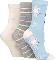 [SockShop] LAZY PANDA Ladies 3 Pair Bamboo Christmas Novelty Socks - Christmas Mice UK4-8 US5-9