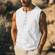 Men's T Shirt Sleeveless Short Sleeve V Neck Round Neck Summer Plain Textured Fashion Classic Casual Plain Street Casual Sports Black White khaki Top Tee for M