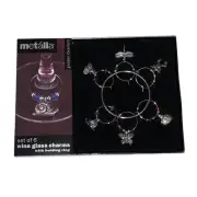 Prodyne Silver Garden Dweller Wine Glass Charms / Drink Markers - Set of 6