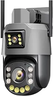 6MP WiFi IP Camera PTZ Outdoor Dual Screen 20X Optical Zoom Human Detection Security Protection CCTV Surveillance Camera(U/K,6MP with 64G Card)