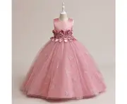 4yrs-14yrs Satin with Tulle Ball Gown Formal Dress Party Frocks