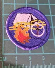 Old System Scouts Australia Target Badge - Blue Camping black backing & embroide