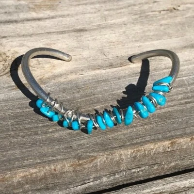 Genuine Sleeping Beauty Turquoise Solid Sterling Silver Cuff Bracelet Handmade