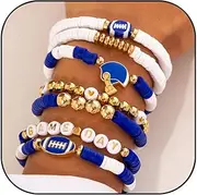 Game Day Bracelets for Women Football Bracelet Stack Football Charm Bracelet Stackable Game Day Accessories Jewelry