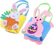 GAROZATION 2pcs Hand Basket Easter Baskets Easter Bunny Baskets for Easter Bunny Candy Bag Easter Bunny Bags Easter Packaging Felt Easter Bags with Handles Easter Basket for