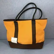 Restoration Hardware Mackenzie Tote Bag ZipTop Orange Brown Cotton Overnight NWT