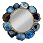 Blue Agate Geode Wall Mirror, Agate Mirror Decor, Christmas Gifts Modern Decors
