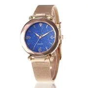 2 Pcs Women Fashion Quartz Wrist Watch Stainless Steel Strap Buckle and Watchcase Watch blue