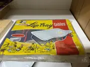 VTG NOS Quaker Lap Tray Table Blue Denim Clothing W/ Buckle & Folding Legs New