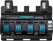 Riuog Wall Mount for Makita Battery Holders and DC18SF Chargers Wall Mount, Stable for 4 Piece Battery Holder 18V 14.4V and Charger Holder and Cordless Drill Driver, Order in Workshop and Garage