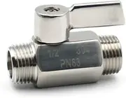 304 Stainless Steel Mini Ball Valve Sanitary 1/8 1/4 3/8 1/2 3/4 BSP NPT Female Male Thread Water Oil 2 Way Ball Valve Homebrew (Color : Male x Male, Size : NPT_3/8")