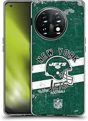 Head Case Designs Officially Licensed NFL Helmet Distressed New York Jets Logo Art Soft Gel Case Compatible with OnePlus 11 5G