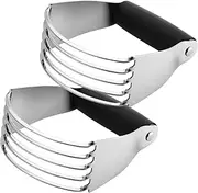 2PSC Pastry Cutter with Heavy Duty Stainless Steel Blades, Dough Blender, Dough Cutter Butter Cutter Pastry for Easy Mixing, Dishwasher Safe, Black