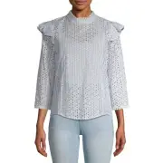 Prospect the Label Women's Eyelet Blouse Sky Blue Medium