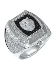 [Guess] Lion Pave Signet Ring 14mm in Silver