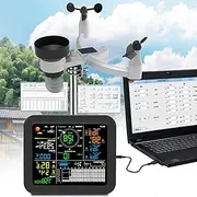 Professional Weather Station 5 in 1, 5 Measurements Wind Speed, Wind Direction, Temperature, Humidity, Rainfall LED Color Digital Display Wireless Weather Sensor Live Weather Data Precise Information