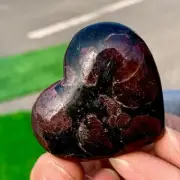 60G Natural Fireworks Red Garnet sphere Quartz Crystal heart-shaped healing