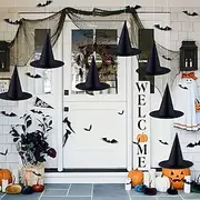 Black Halloween Witch Hat with 3D Bat Wall Decoration Halloween Costumes Witch Accessories Hats Fantasy Halloween Party Decoration