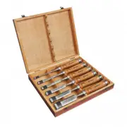 EZARC 6pc Wood Chisel Set Carpenter's Tools Beechwood Handle Wooden Box Japan