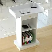 White Lectern Podium Host Desk for Company Campus Reception and Wedding with Drawer.