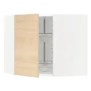 METOD corner wall cabinet with carousel, white/Askersund light ash effect, 68x37x60 cm
