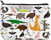 [Generic] Kangaroo Koala Lover Gift Australian Animals Cosmetic Bag Platypus Crocodile Makeup Bag for Animal Lover (Australian Animals Makeup Bag)