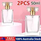 2PCS 50ml Perfume Atomizer Empty Flat Glass Spray Bottle Refillable Container AU