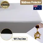 Terry Cotton Bed Fitted Mattress Protector Waterproof Single/Double/Queen/King