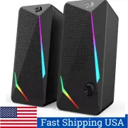 Computer Speakers HiFi Stereo Sound RGB Desktop Speakers Stereo Bass for PC USA