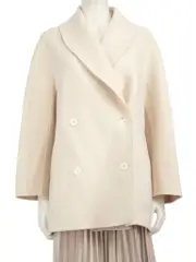 Ecru Wool Double-Breasted Coat