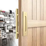Brushed Gold Round Barn Door Handle Kit (Double Sided)