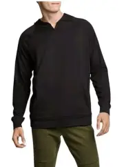 Russell Dri Power 360 Hoodie Henley Mens S (34-36) Pullover Black Pockets NWT