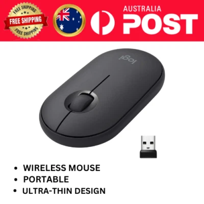 Logitech M350 Pebble Wireless Mouse Graphite Free Shipping Slim, Portable,Modern