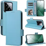 [TiHen] Compatible for Case Motorola Edge 30 Neo, PU Leather Magnetic Kickstand Wallet Phone Cover with Card Slots & 2X Temper Glass Screen Protector-Azure