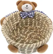 Bear Shape Storage Basket Wicker Basket Lid Safe Spacious for Boys and Girls' Room Toys Clothing
