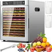12 Tier Food Dehydrators, 800W Electric Food Dehydrator with 30-85℃ Temperature Adjustment, 0-24h Timing, Smart Touch Panel, Constant Temperature, Fruit Dehydrator for Veg, Meat