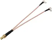 POBADY SMA-TS9 Splitter Cable SMA Female to Dual TS9 Male Right Angle 90 Degree Antenna Adapter Cable Pigtail Y Type RG316 15CM/6In for 2G 3G 4G LTE Antenna Router MiFi Mobile USB Modems
