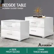ALFORDSON 2x Bedside Table Nightstand 4 Side High Gloss White Side End Table