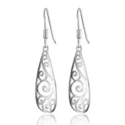 Silver carving Earrings, Filigree Teardrop Earrings|Filigree Teardrop Earrings w