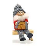 Nordic Grandpa Playing Accordion Gnome Christmas Ornament Nisse Tomte Tonttu New