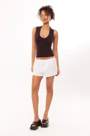 [Supré] Supré - Henley Relaxed Linen Short - Summer white 16 SUMMER WHITE