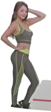 Bright Green Sports Bra and Leggings Blue Star Set S/M