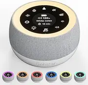 Sehstar White Noise Machine Sound Therapy Sleep Soother for Baby&Adults 22 White Noise/5 Yoga/5 α-Wave 7 Color/3 Brightness/Breathing Light Touchscreen Timer Memory Function Recharge
