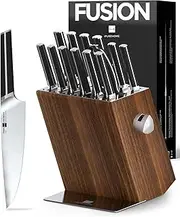 Kitchen Knife Set, 15 PCS Knife Sets for Kitchen with Block, X50CrMoV15 High Carbon German Steel Knife Set with 6X Serrated Steak Knife, Knife Sharpeners, Kitchen Scissors, Heavy.