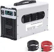 3000W Pure Sine Wave Inverter, Car Power Inverter 12V 24V 48V 60V 72V to 120V/220V AC Converter for RV, Truck, Solar, Outdoor with 5 AC, 5V 2.1A USB,60v to 110v