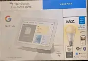 Google Nest Hub 2nd Gen. 7" Smart Display Value Pack With Free Wiz Bulb (WHITE)