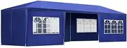 Instahut 3x9 Marquee Gazebo, Camping Tent Wedding Gazebos Garden Shed Outdoor Party Canopy Patio Carport Car, Blue 6 Window Wall 2 Door Panel Carry Bag Water Resistant and UV